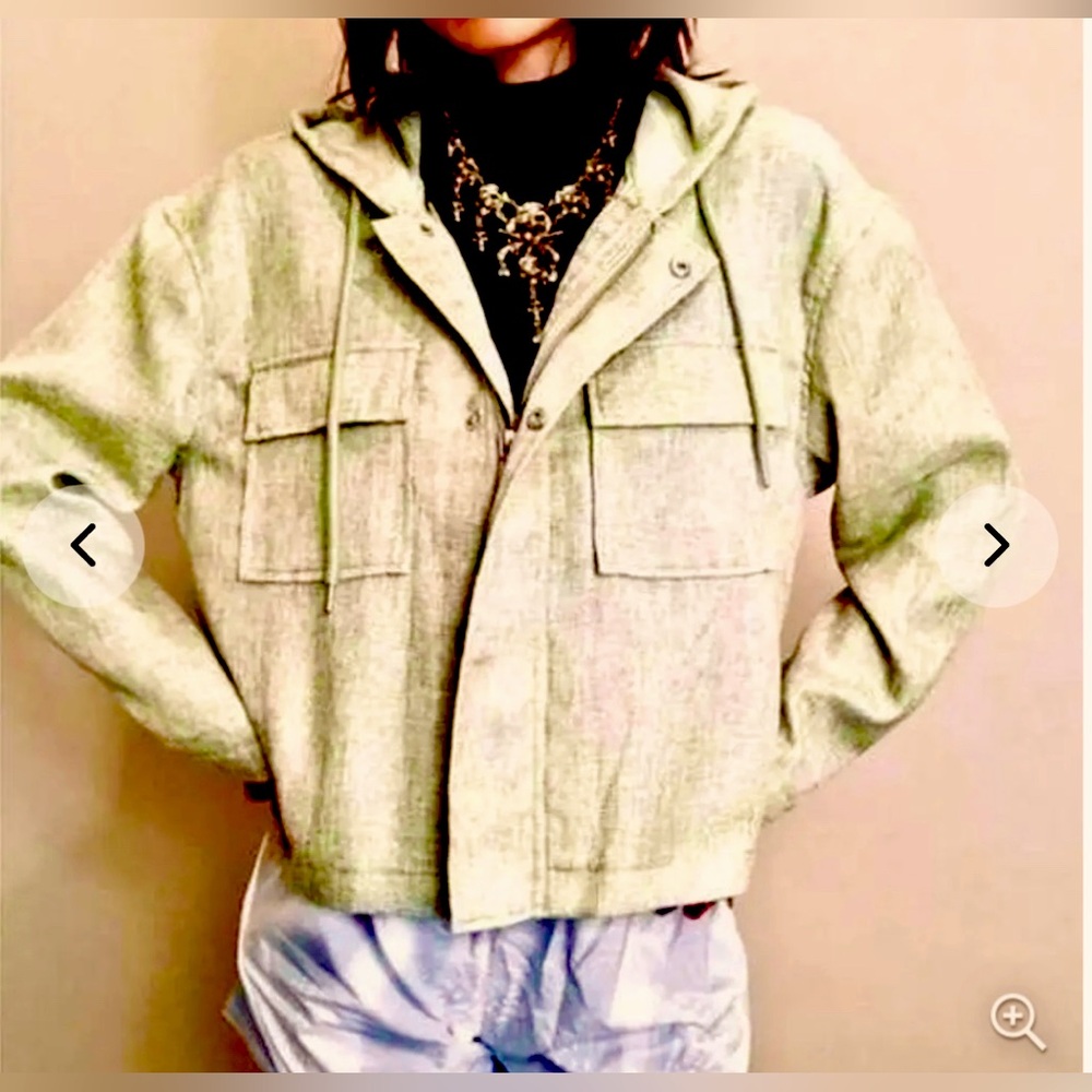 Anthropologie Avec Les Filles | Woven Artichoke Tweed Croped & Hooded Zip Jacket